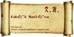 Kabók Madléna névjegykártya